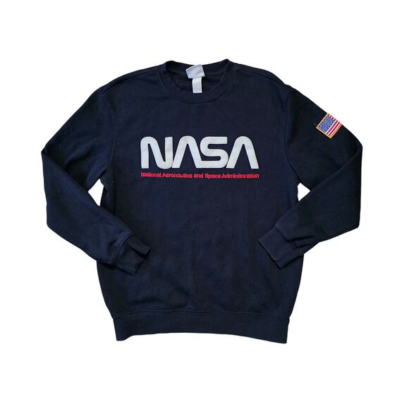 H&M NASA Sweatshirt Men’s M Black Space Logo Pullover - Picture 1 of 8